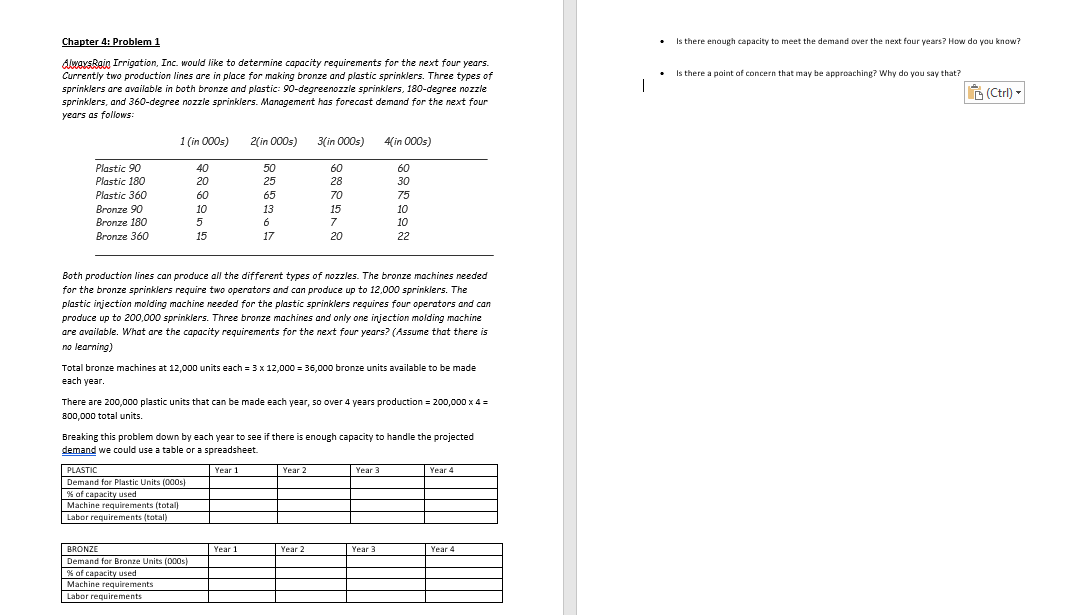 Chapter 4: Problem 1 Is there enough capacity to
