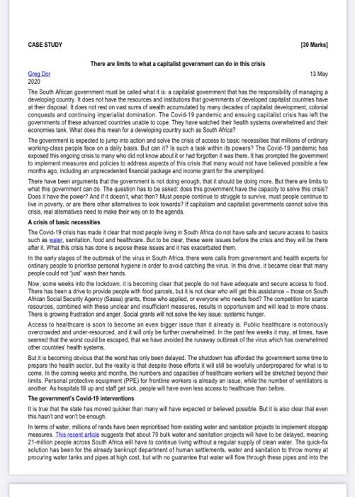 CASE STUDY [30 Marks) There are limits to what a