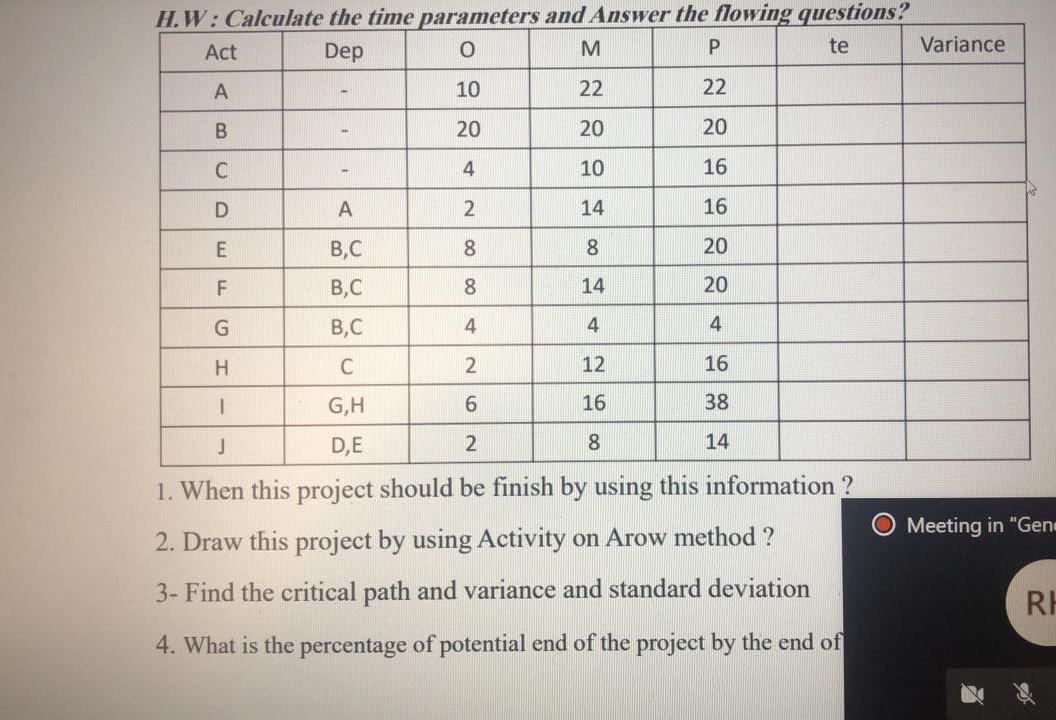 I want to answer H.W: Calculate the time