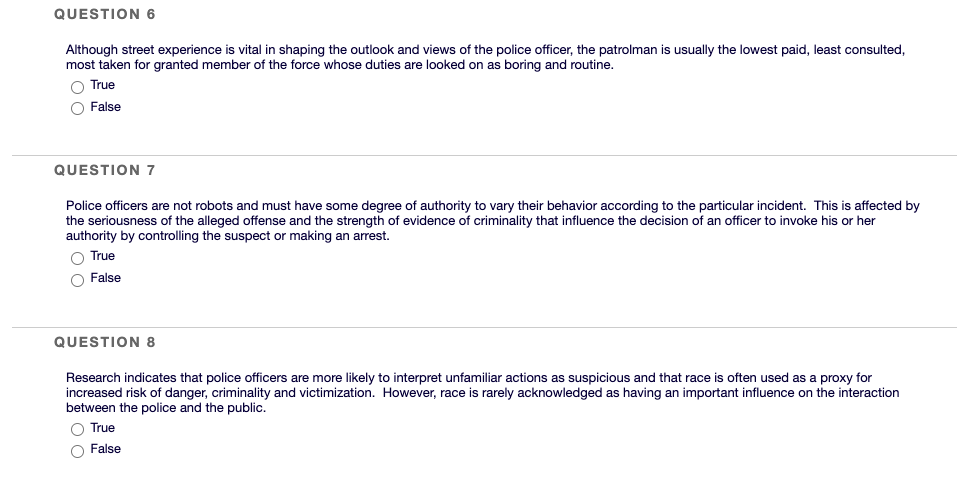 CRJ-105-500-Police Operations QUESTION 6 Although