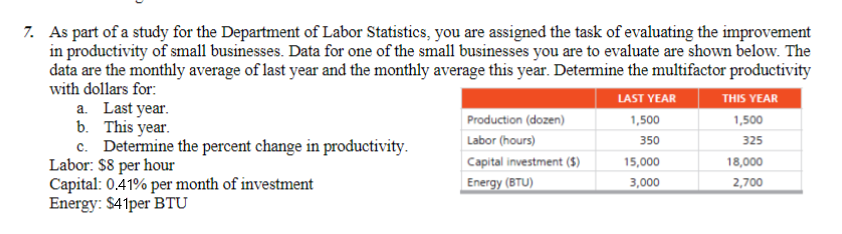 7. As part of a study for the Department of Labor