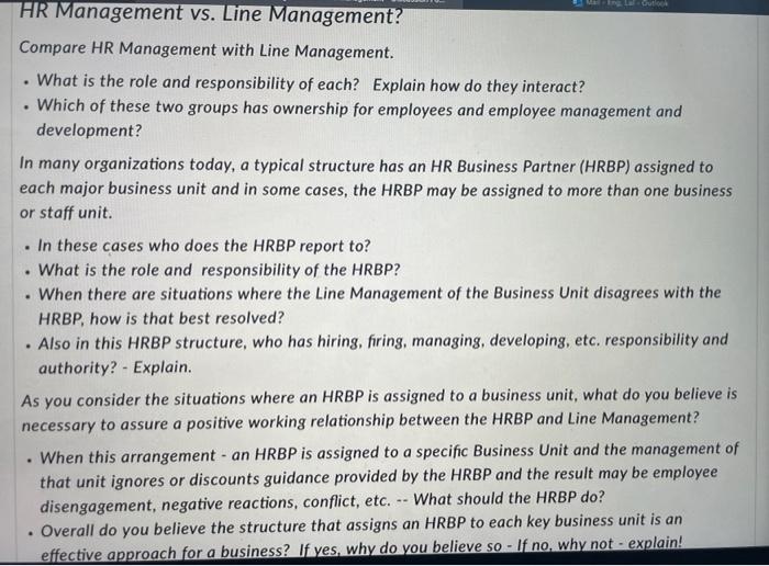 HR Management vs. Line Management? Compare HR