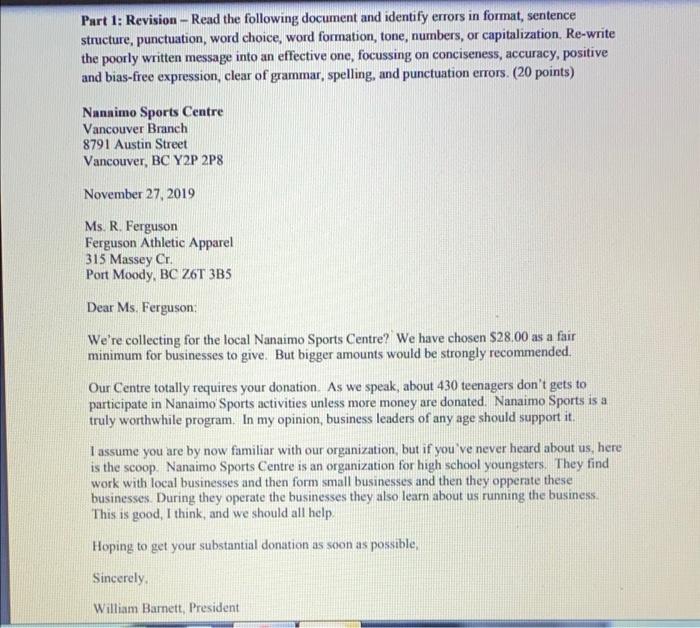 Part 1: Revision - Read the following document