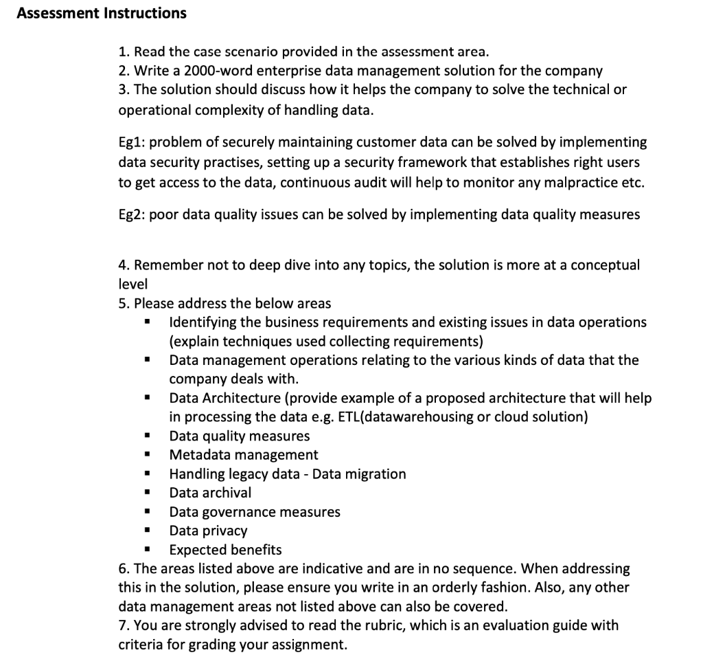 Instructions 1. Read the case scenario provided