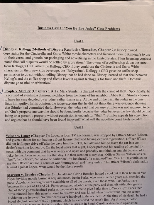 Business Law You be the Judge: People vs Stimler