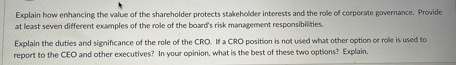 Explain how enhancing the value of the