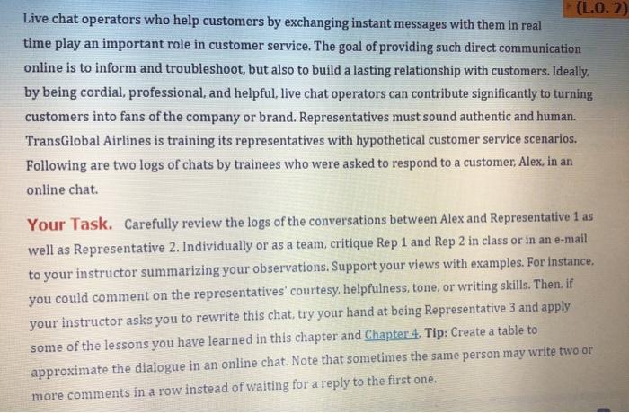 (L.0.2 Live chat operators who help customers by