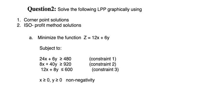 Question2: Solve the following LPP graphically