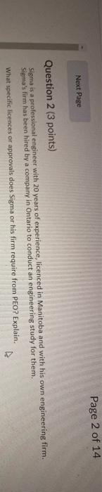 Page 2 of 14 Next Page Question 2 (3 points)