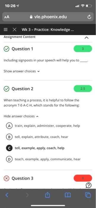10:26 vle.phoenix.edu = X WK 3 - Practice: