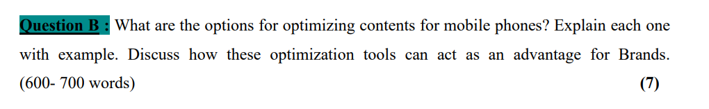 Question B : What are the options for optimizing