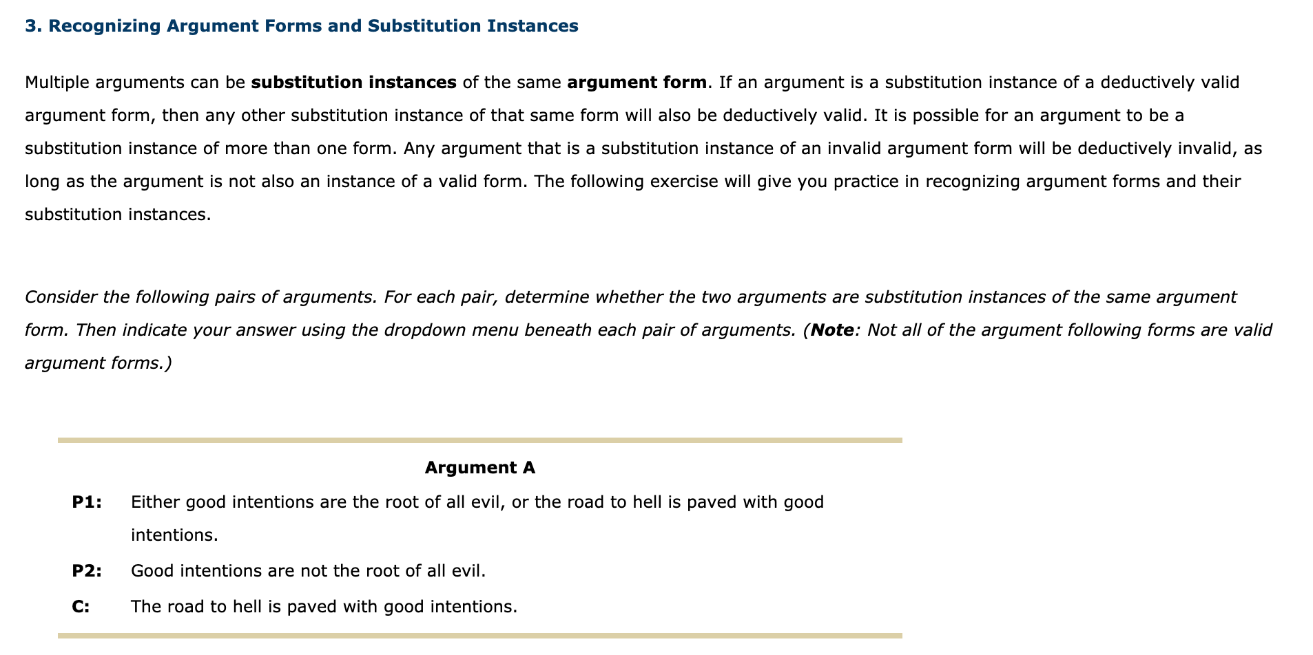 3. Recognizing Argument Forms and Substitution