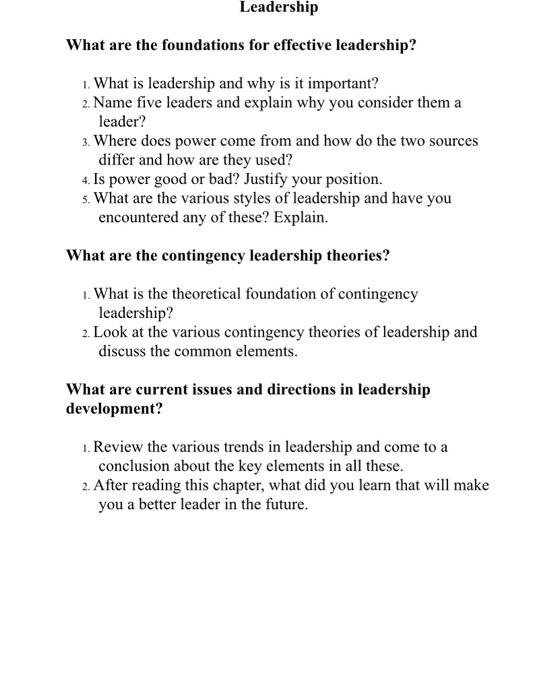Leadership What are the foundations for effective