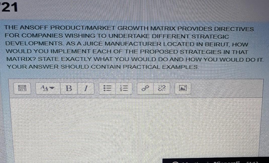 21 THE ANSOFF PRODUCT/MARKET GROWTH MATRIX