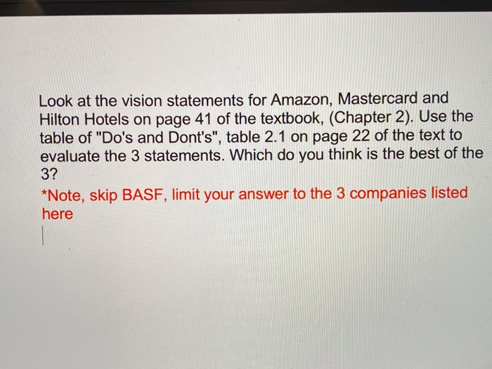 Look at the vision statements for Amazon,