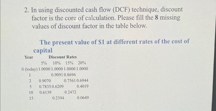 2. In using discounted cash flow (DCF) technique,