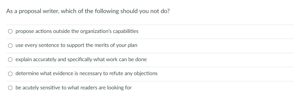 As a proposal writer, which of the following
