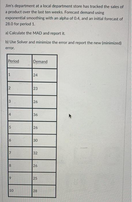 Jim's department at a local department store has