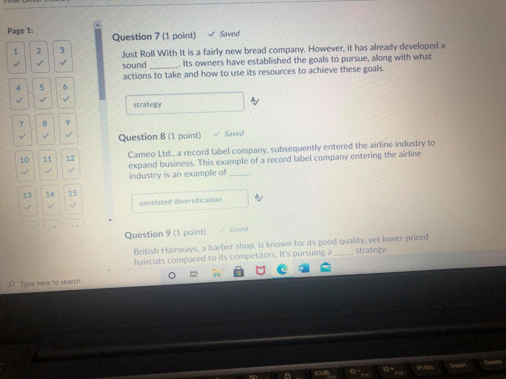 Page 1: 1 2. 3 Question 7 (1 point) Saved Just