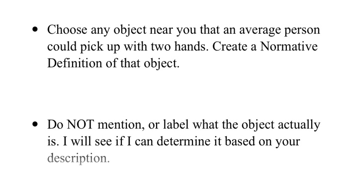 Use normative decription to do this assegnment