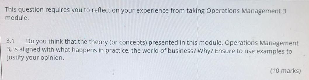 This question requires you to reflect on your