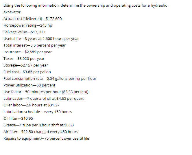 Using the following information, determine the