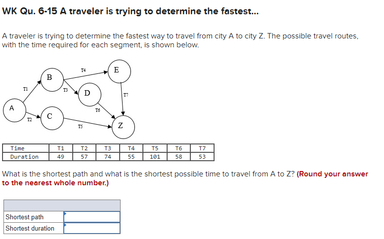 WK Qu. 6-15 A traveler is trying to determine the