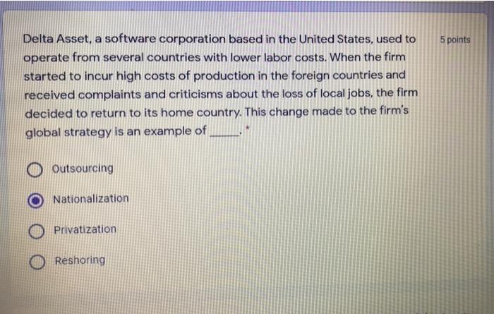 5 points Delta Asset, a software corporation