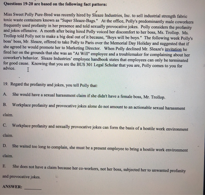 Questions 19-20 are based on the following fact