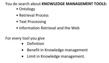 You do search about KNOWLEDGE MANAGEMENT TOOLS: