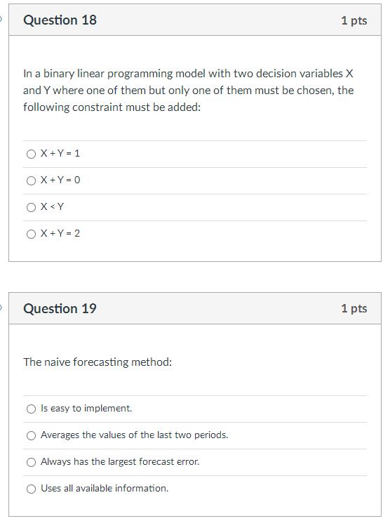 In a binary linear programming model with two