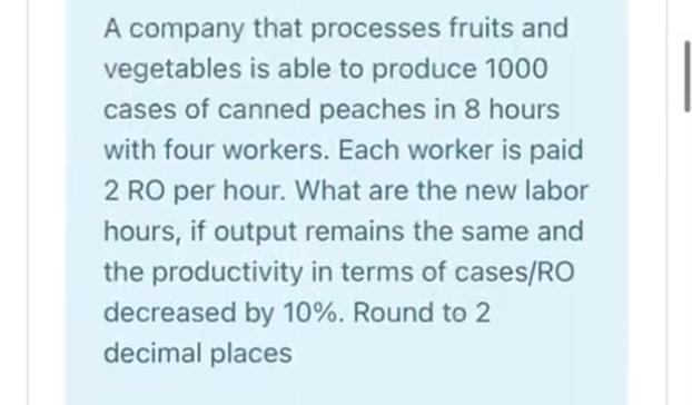 A company that processes fruits and vegetables is