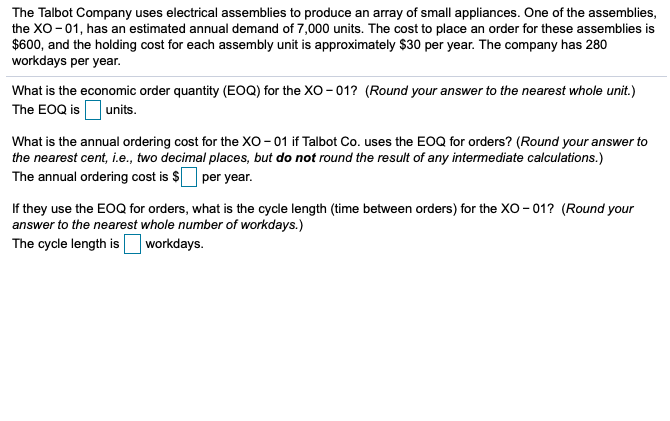 The Talbot Company uses electrical assemblies to