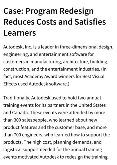 explain in detail Case: Program Redesign Reduces