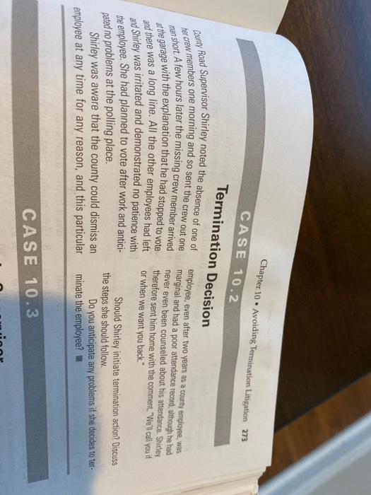 Chapter 10 . Avoiding Termination Litigation 273