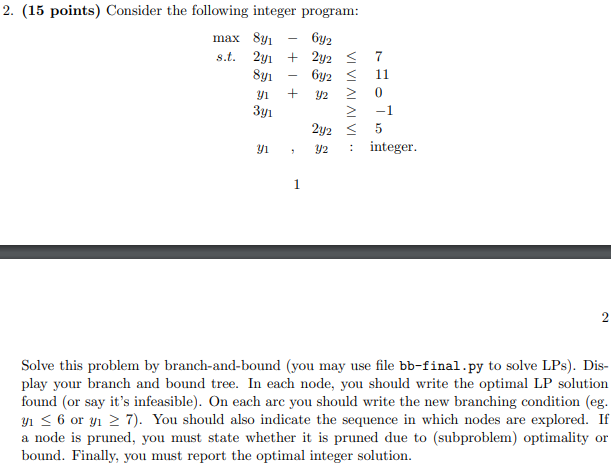 2. (15 points) Consider the following integer