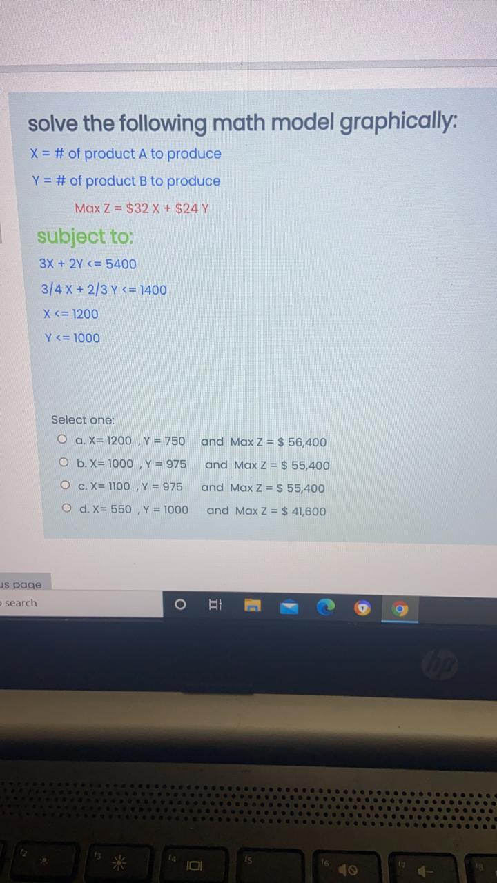 solve the following math model graphically: X = #