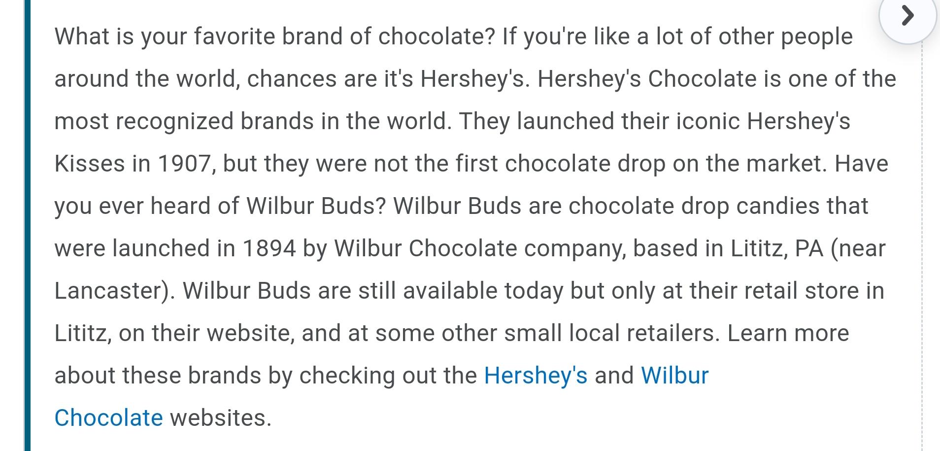 HERSHEY'S Willows KISSES. UZ What is your