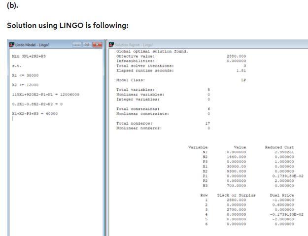 Please do parts c) and d) using LINGO . The