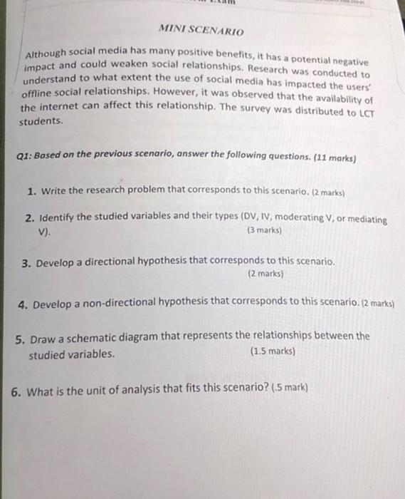 MINI SCENARIO Although social media has many