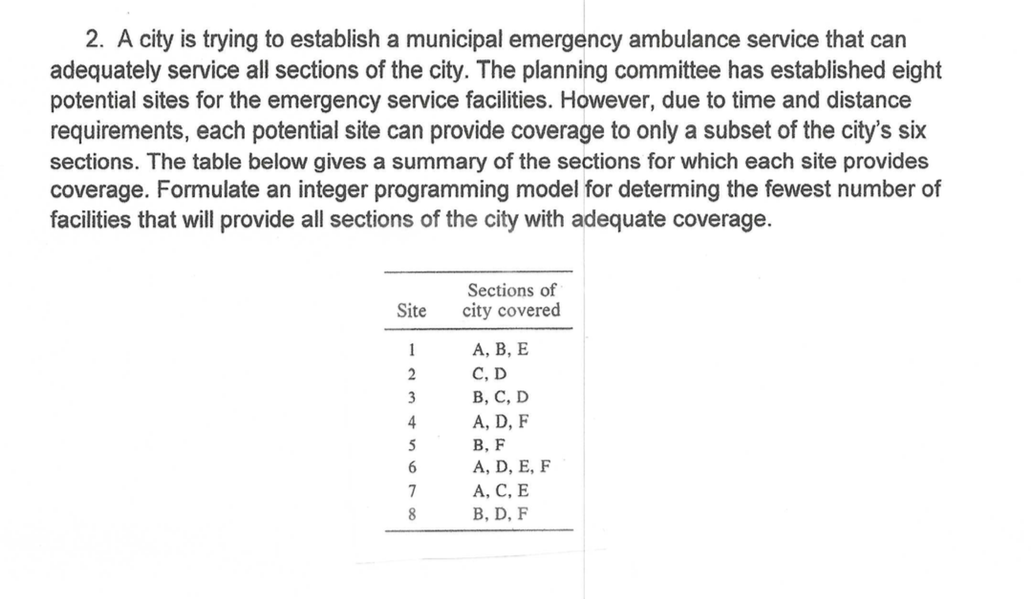 2. A city is trying to establish a municipal
