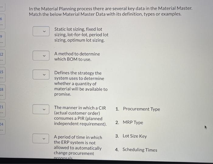 just get me the answers without explanation In