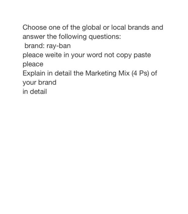 Choose one of the global or local brands and