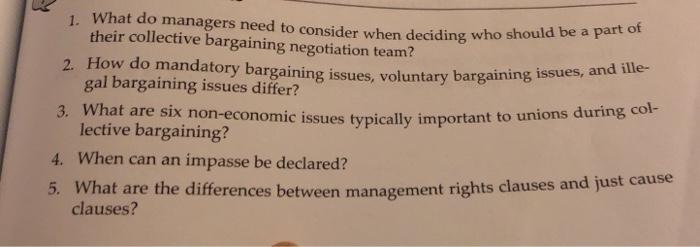 2. How do mandatory bargaining issues, voluntary