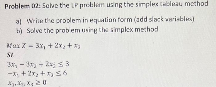 Problem 02: Solve the LP problem using the