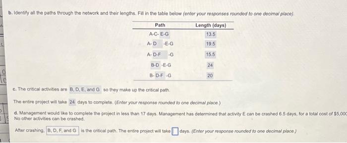 b. Identify all the paths through the network and
