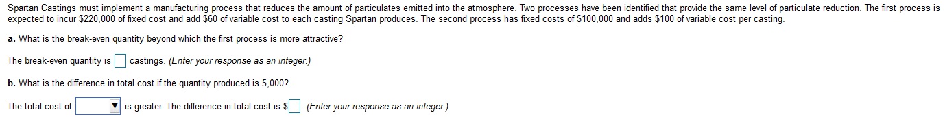 Spartan Castings must implement a manufacturing