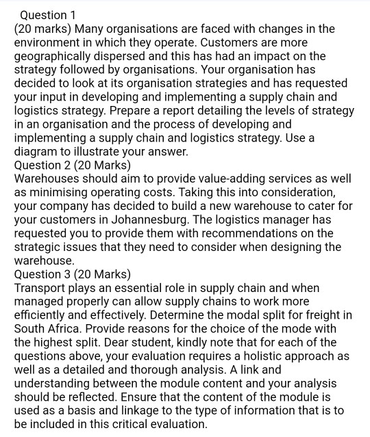 Question 1 (20 marks) Many organisations are