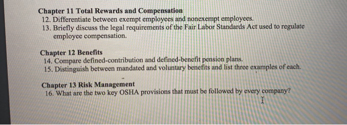 short answers Chapter 11 Total Rewards and