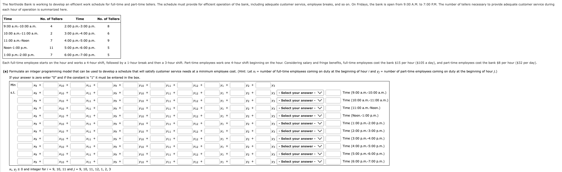 PLEASE SOLVE USING EXCEL The Northside Bank is